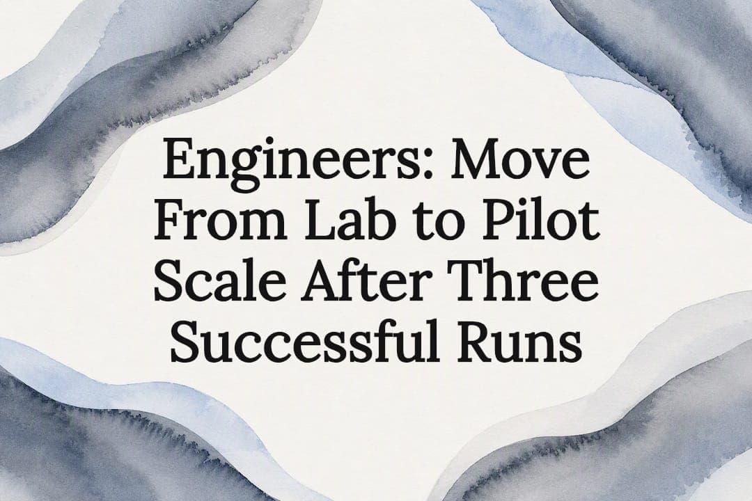Engineers: Move From Lab to Pilot Scale After Three Successful Runs