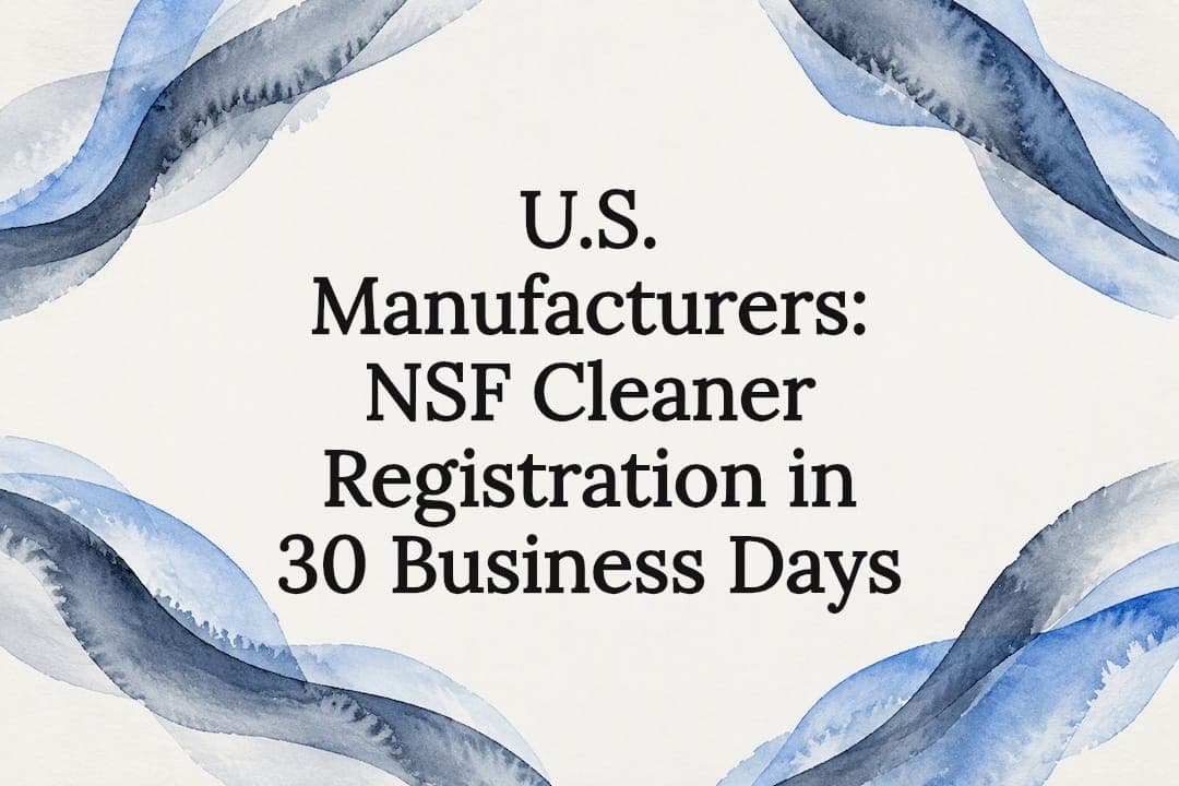 U.S. Manufacturers: NSF Cleaner Registration in 30 Business Days