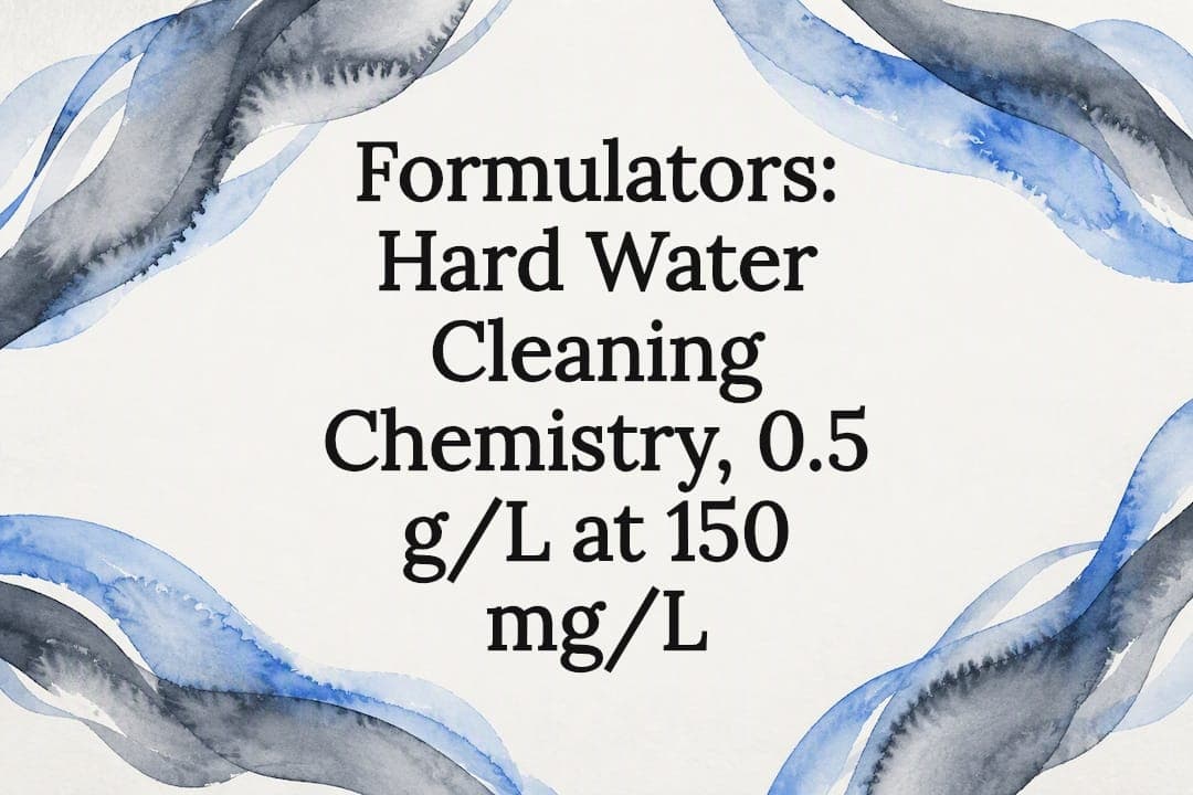 Formulators: Hard Water Cleaning Chemistry, 0.5 g/L at 150 mg/L