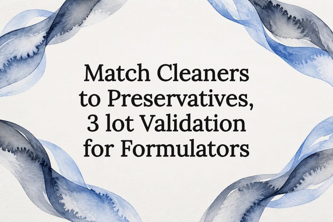 Match Cleaners to Preservatives, 3 lot Validation for Formulators